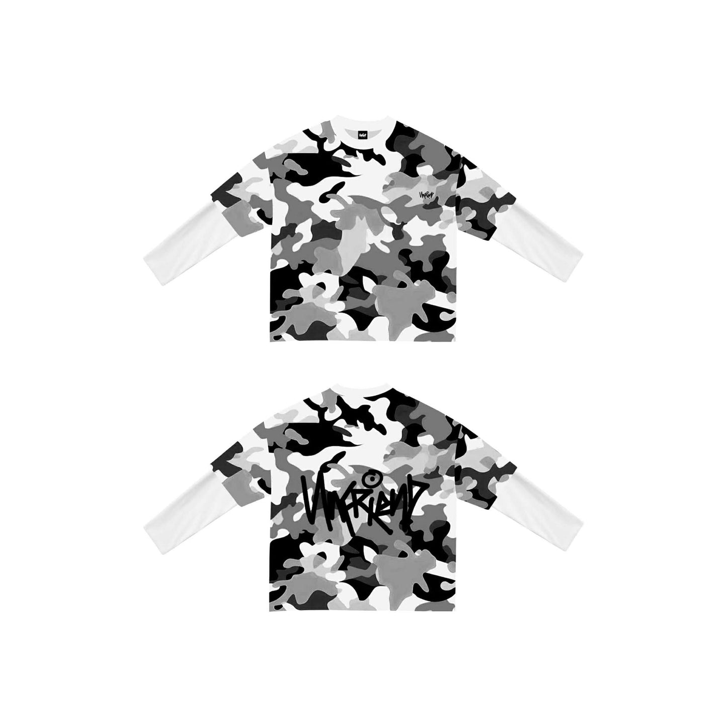 Unfriend L/S WhiteCamu Waffle