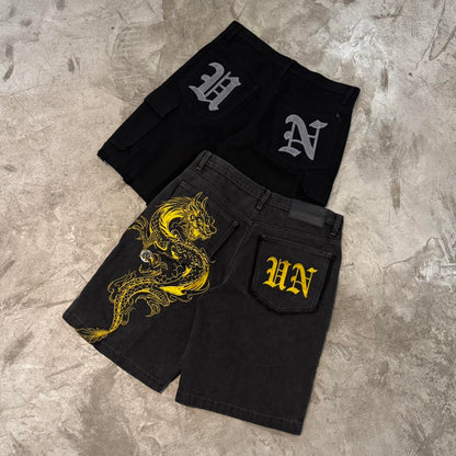 UNFRIEND DRAGON DENIM SHORTS